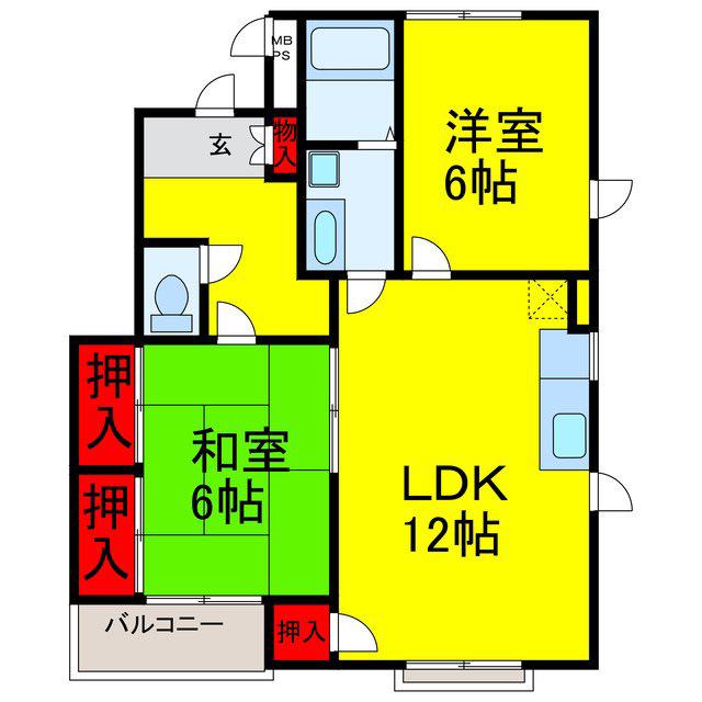TフラットB(2LDK/2階)の間取り写真