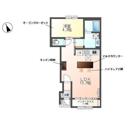 ヴィラ・竹ノ花(1LDK/1階)の間取り写真