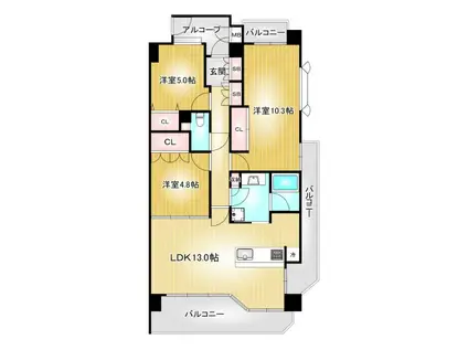 イトーピア徳川園(3LDK/6階)の間取り写真