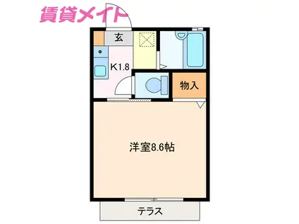 リヴェール鈴鹿B棟(1K/1階)の間取り写真