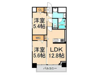 グランジュテII(2LDK/5階)の間取り写真