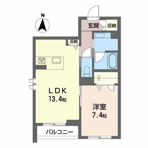シャーメゾン開智(1LDK/1階)の間取り写真