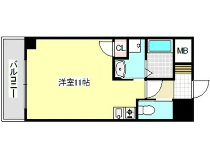 ヒルズ六ツ門(ワンルーム/7階)の間取り写真