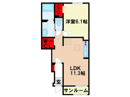 フォレ・ナガタ(1LDK/1階)の間取り写真