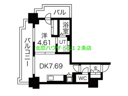 パシフィックタワー札幌(1DK/13階)の間取り写真