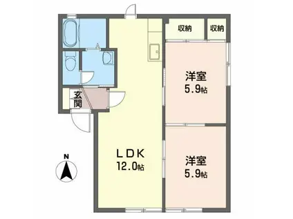 メゾンクレール(2LDK/1階)の間取り写真