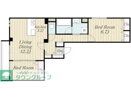 リウニーレ四谷(2LDK/2階)の間取り写真