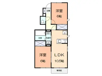 ラーデン柊(2LDK/1階)の間取り写真