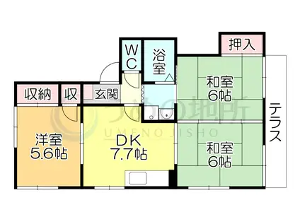 フレグランス野中(3DK/1階)の間取り写真
