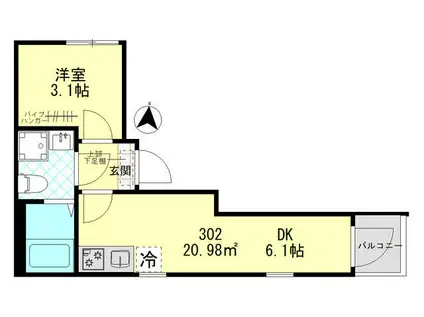 ザ・ハウス羽田(1DK/3階)の間取り写真