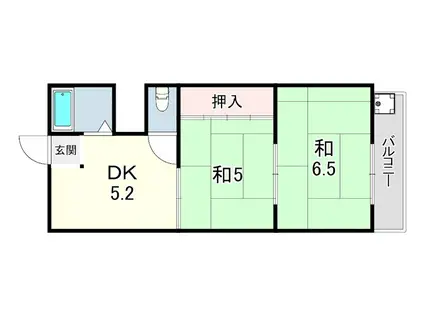 ハイツ丸岡(2DK/2階)の間取り写真