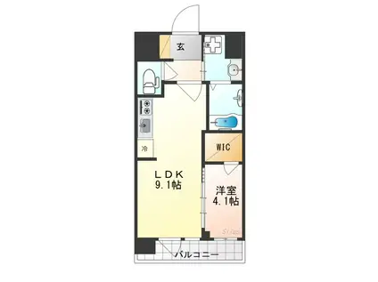 プレサンス十条凛華(1LDK/4階)の間取り写真