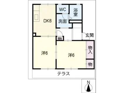 ソレイユ(2DK/1階)の間取り写真