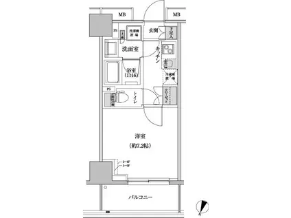 パークハビオ渋谷本町レジデンス(1K/3階)の間取り写真