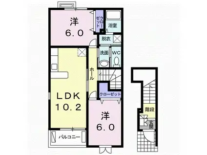 オレンジフラットIII(2LDK/2階)の間取り写真
