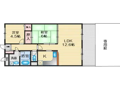 ボンヌ愛(2LDK/1階)の間取り写真