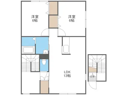 伏古7-2テラスハウス(2LDK/2階)の間取り写真