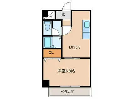 ファミール富士(1DK/3階)の間取り写真