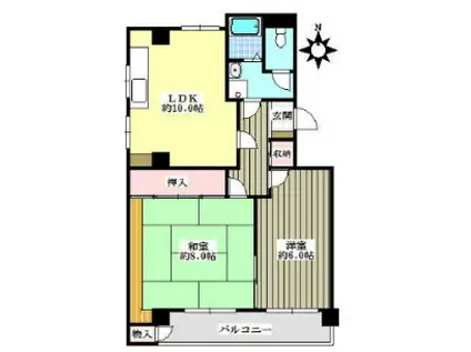 朋和ビル(2LDK/8階)の間取り写真