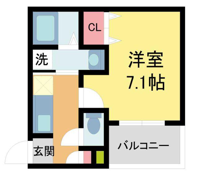 ココングランジュール川西小花(1K/3階)の間取り写真