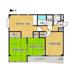 コーポ松政(3LDK/3階)の間取り写真