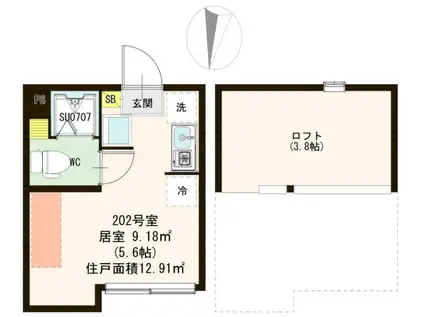 CACHETTE 豊島園(ワンルーム/2階)の間取り写真