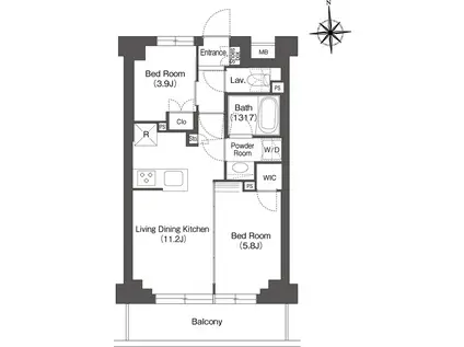 バウスステージ練馬豊玉(2LDK/5階)の間取り写真