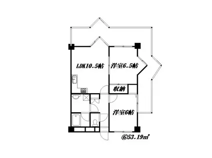 ジオナ塚本(2LDK/3階)の間取り写真