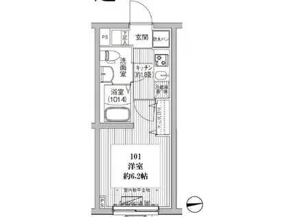 ローレル戸越(1K/1階)の間取り写真