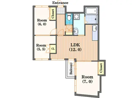 メゾンエトワール(3LDK/5階)の間取り写真