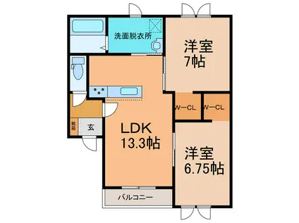 DOLCE AMOREII(2LDK/1階)の間取り写真