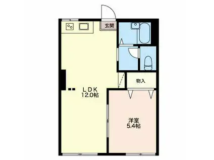 フローラ片浜(1LDK/1階)の間取り写真