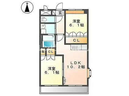 コンフォータブルS(2LDK/2階)の間取り写真