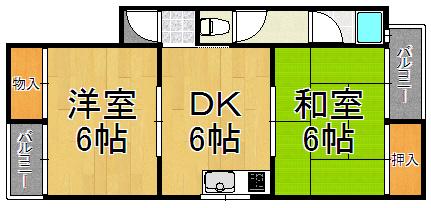 マンション加島(2DK/2階)の間取り写真