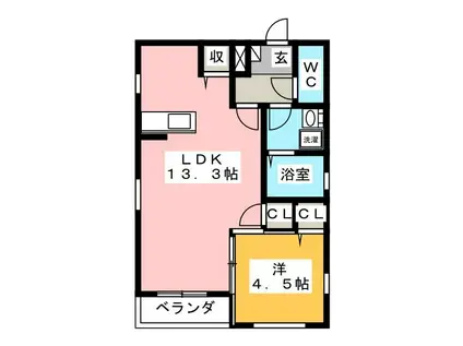 AZUR美園(1LDK/3階)の間取り写真