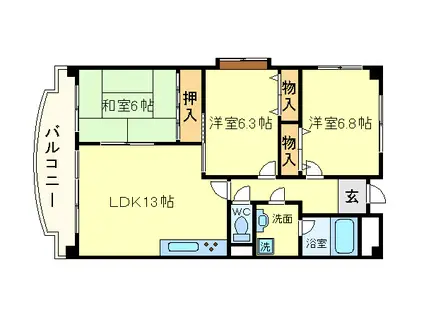 エスペランス春日(3LDK/8階)の間取り写真