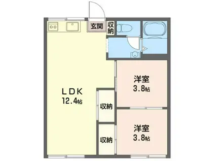 ハイツ村上(2LDK/1階)の間取り写真