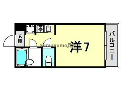 ハイツ湊川(1K/3階)の間取り写真