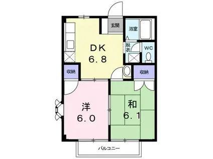 エクセルカーサ 野洲市市三宅(2DK/2階)の間取り写真