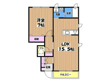シャーメゾンMUKUROJIコートB棟(1LDK/1階)の間取り写真