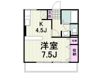 シオンII(1K/1階)の間取り写真