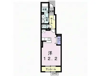エスペランサ(ワンルーム/1階)の間取り写真
