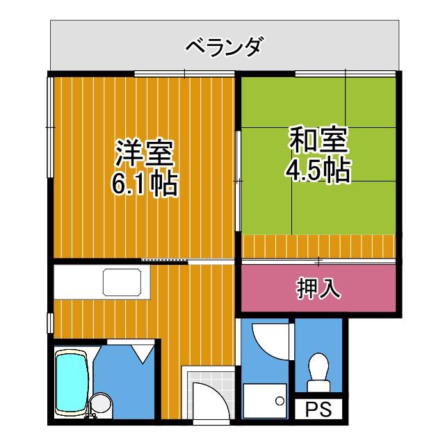 サンコーハイツ(2DK/1階)の間取り写真