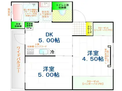 WATARASE DANCHI I(2DK/3階)の間取り写真