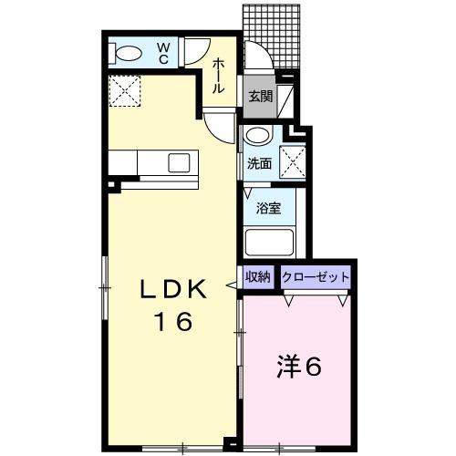 セクションヴィラ(1LDK/1階)の間取り写真