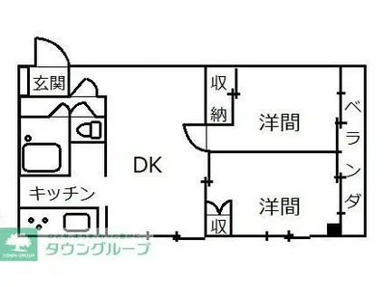 バイク館(2DK/2階)の間取り写真