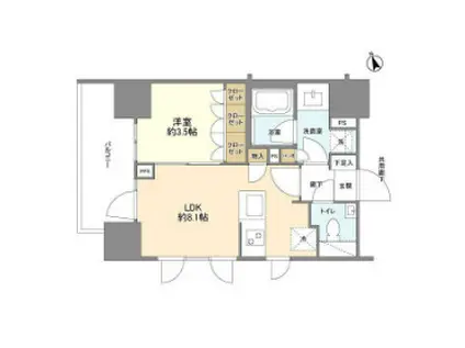 ピアース麻布イースト(1LDK/3階)の間取り写真