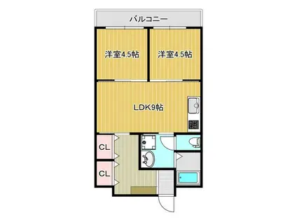 日吉第7コーポH棟(2LDK/2階)の間取り写真