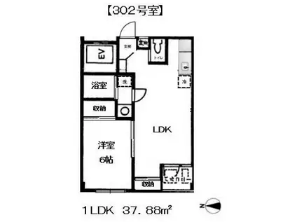 ロワール白河(1LDK/3階)の間取り写真