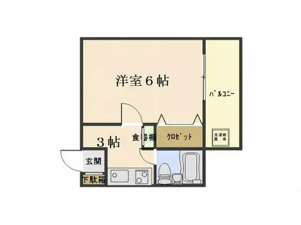 エステート9大州(1K/1階)の間取り写真